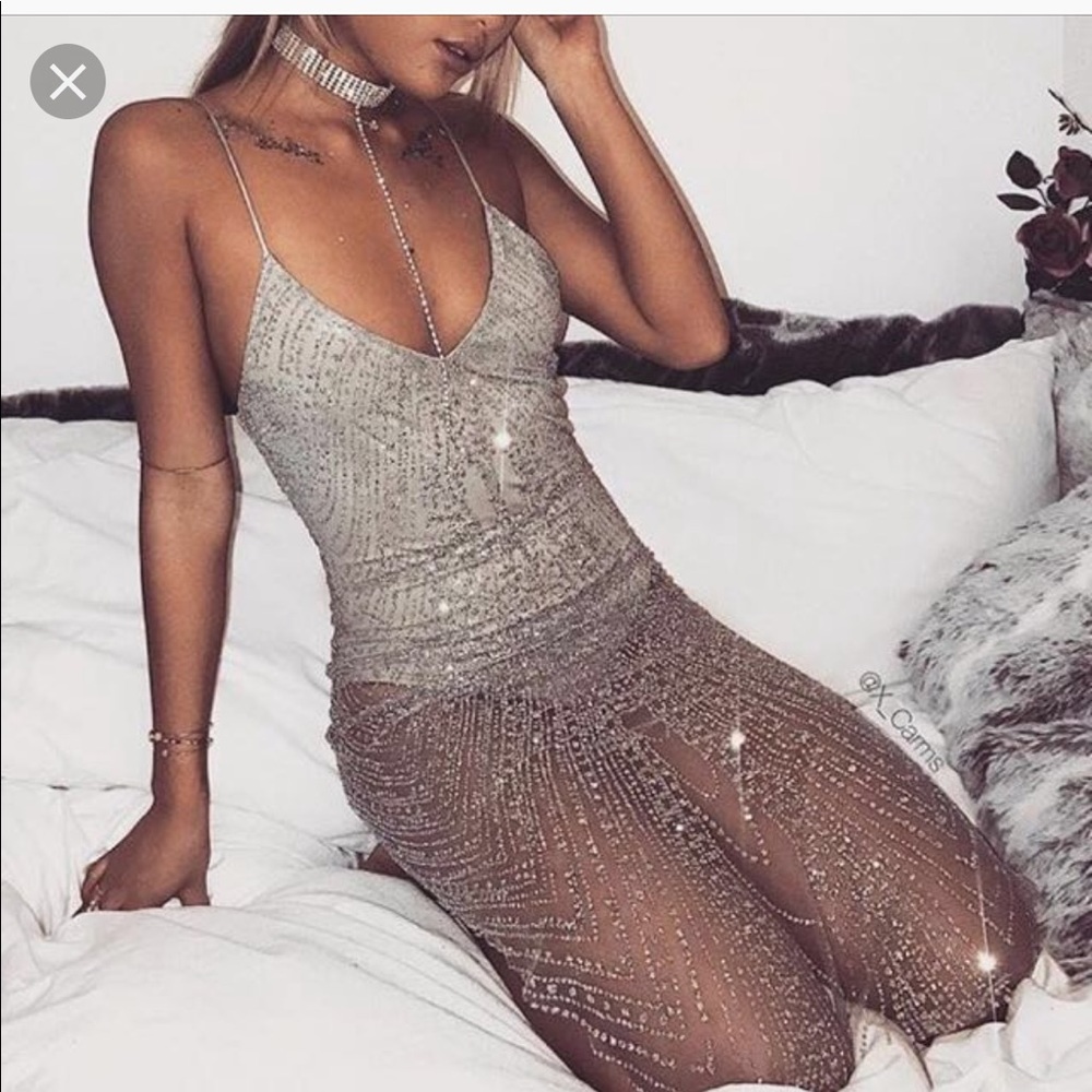 Meshki Aviana Jeweled Midi Dress